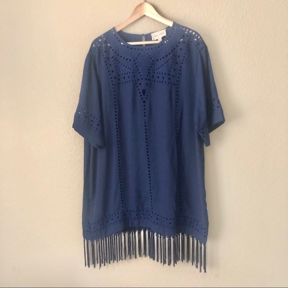 Moon river fringe laser cut dress